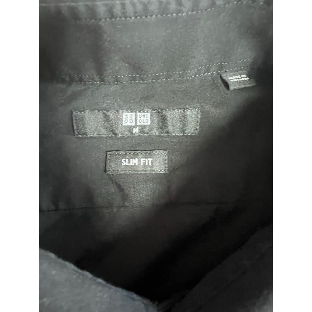 Uniqlo Men’s Medium Black Slim Fit Stretch Cotton Dress Shirt - Picture 4 of 7